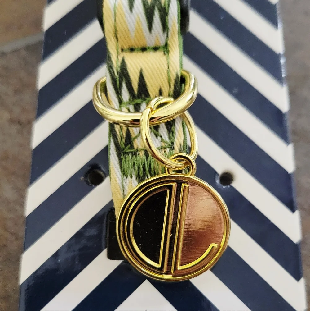 New! Dog Collar by Dabney Lee - Green and Gold XS